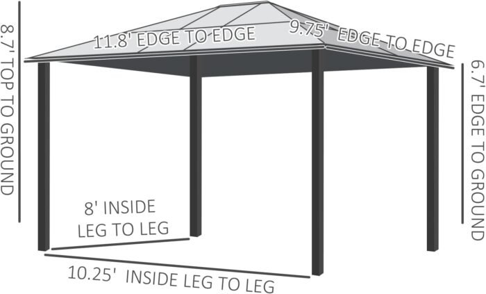 Two ceiling hooks on the Gazebo Canopy allow hanging lights or lanterns for evening gatherings.