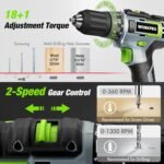Powerful power tools cordless drill with 2-speed and 19 torque settings, perfect for versatile home repairs.